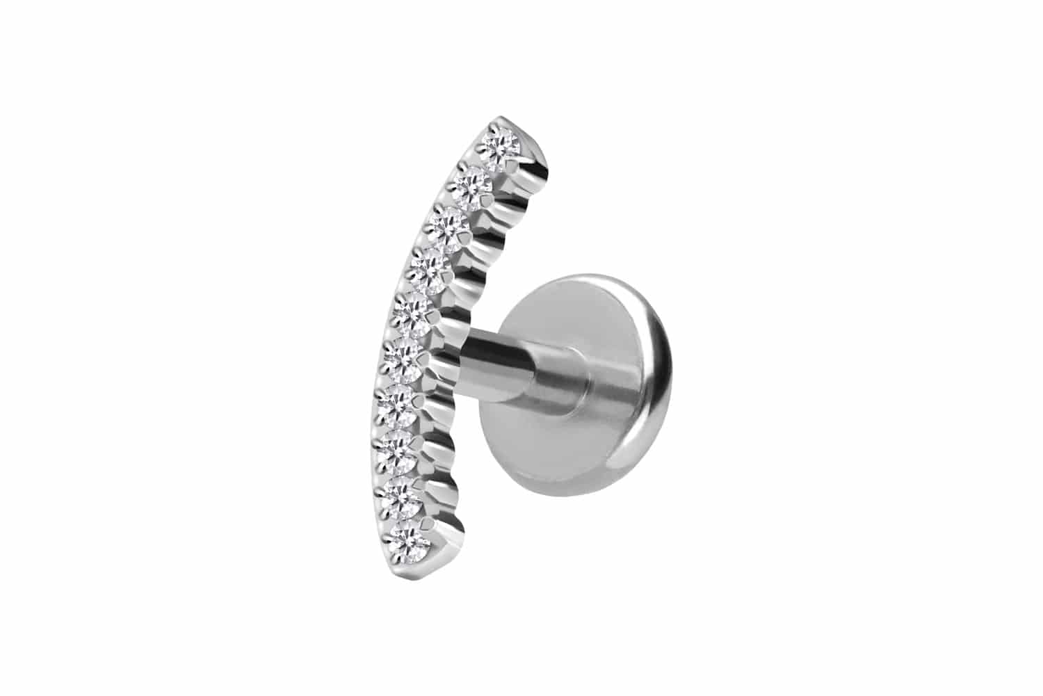 Titan Labret Piercing mit Push Fit KRISTALLBOGEN